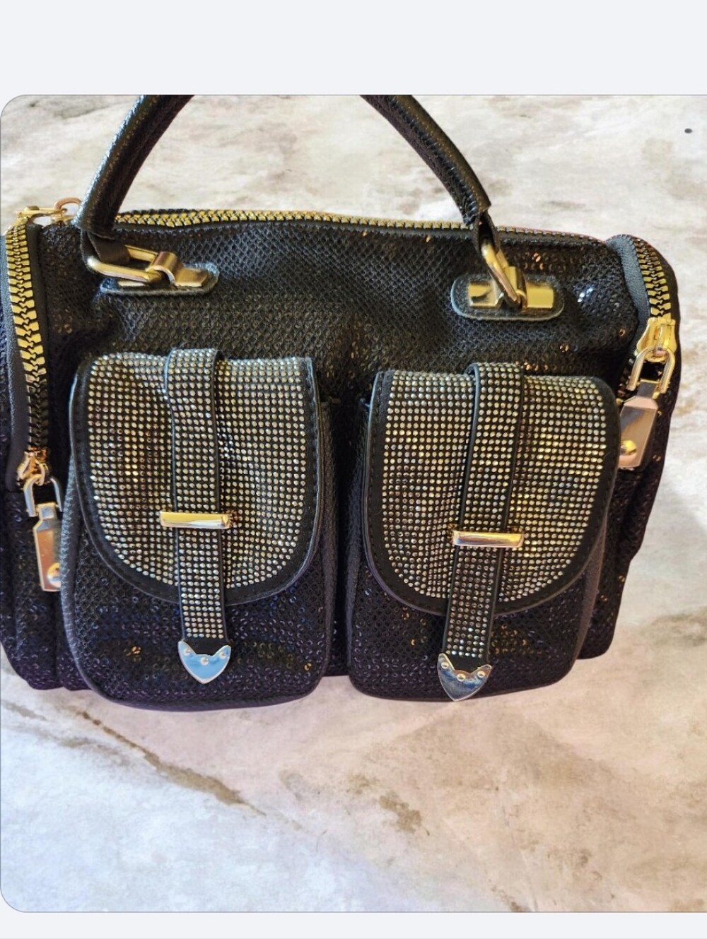 Black Jeweled  Satchel Bag● Custom Made ■ No Offers